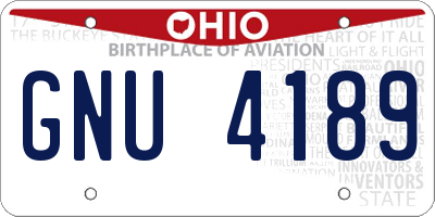 OH license plate GNU4189