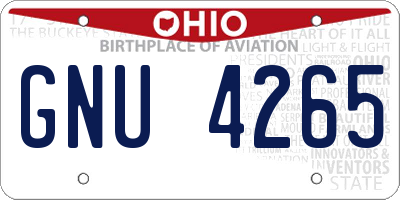 OH license plate GNU4265