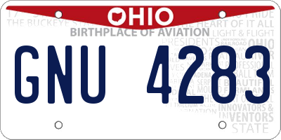 OH license plate GNU4283