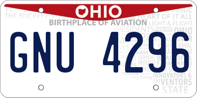 OH license plate GNU4296