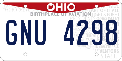 OH license plate GNU4298