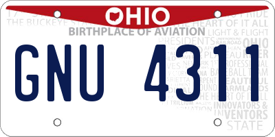 OH license plate GNU4311
