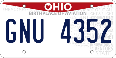 OH license plate GNU4352
