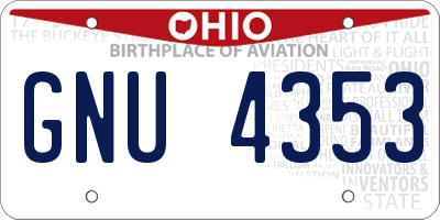 OH license plate GNU4353