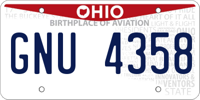 OH license plate GNU4358