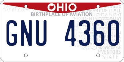 OH license plate GNU4360