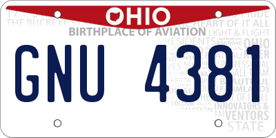 OH license plate GNU4381