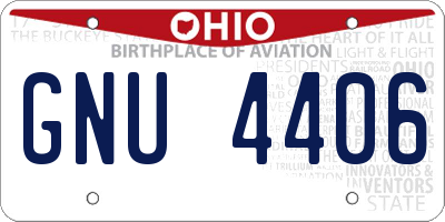 OH license plate GNU4406