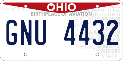 OH license plate GNU4432