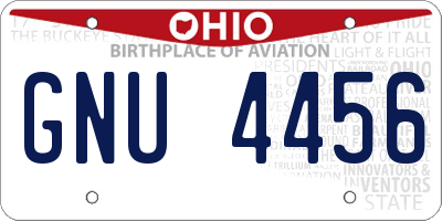 OH license plate GNU4456