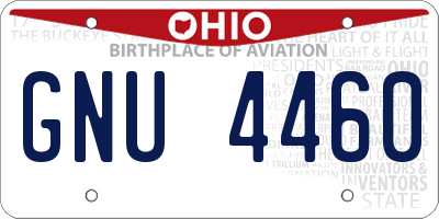 OH license plate GNU4460