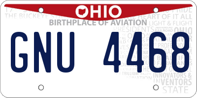 OH license plate GNU4468