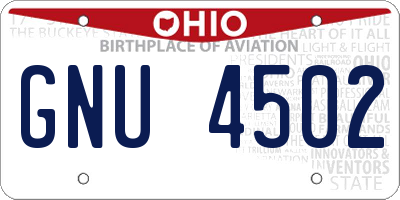 OH license plate GNU4502