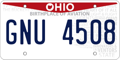 OH license plate GNU4508