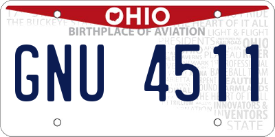 OH license plate GNU4511