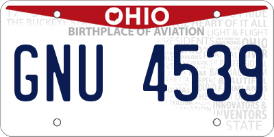 OH license plate GNU4539