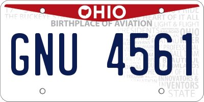 OH license plate GNU4561
