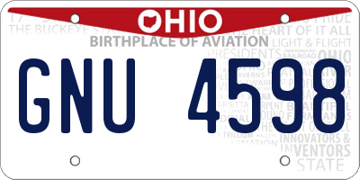 OH license plate GNU4598