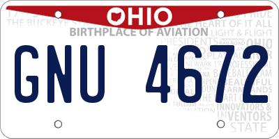 OH license plate GNU4672