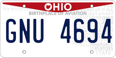 OH license plate GNU4694