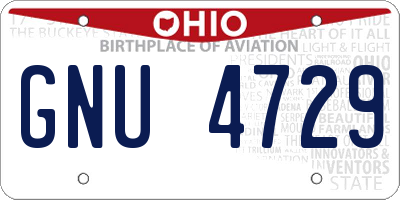 OH license plate GNU4729