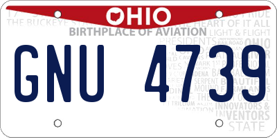 OH license plate GNU4739