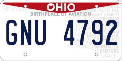 OH license plate GNU4792