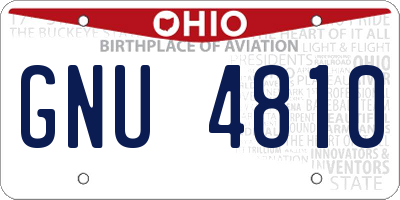 OH license plate GNU4810