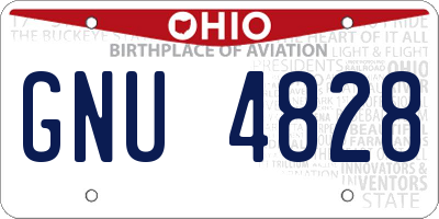 OH license plate GNU4828