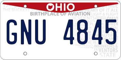 OH license plate GNU4845
