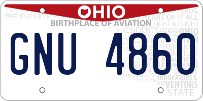OH license plate GNU4860