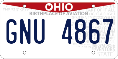 OH license plate GNU4867