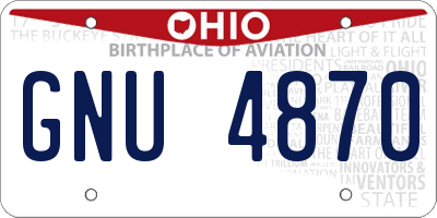 OH license plate GNU4870