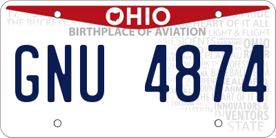 OH license plate GNU4874