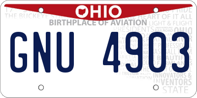 OH license plate GNU4903