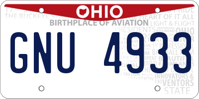 OH license plate GNU4933