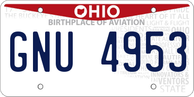OH license plate GNU4953