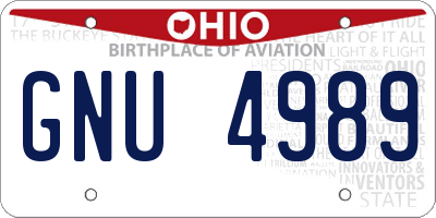 OH license plate GNU4989