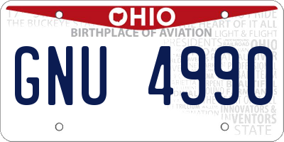 OH license plate GNU4990