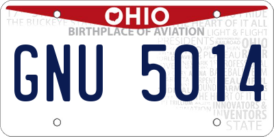 OH license plate GNU5014