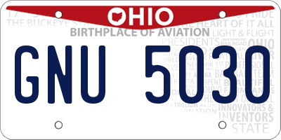 OH license plate GNU5030