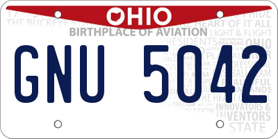 OH license plate GNU5042
