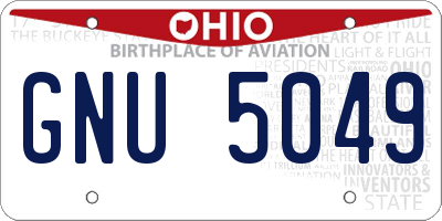 OH license plate GNU5049