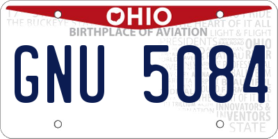 OH license plate GNU5084