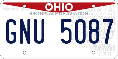 OH license plate GNU5087