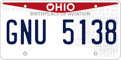 OH license plate GNU5138