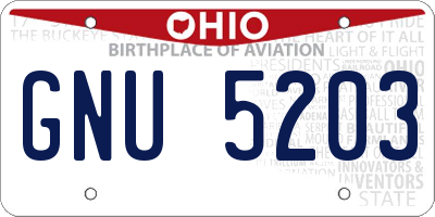 OH license plate GNU5203
