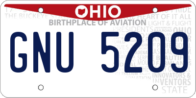 OH license plate GNU5209