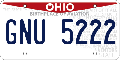 OH license plate GNU5222