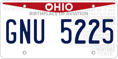 OH license plate GNU5225